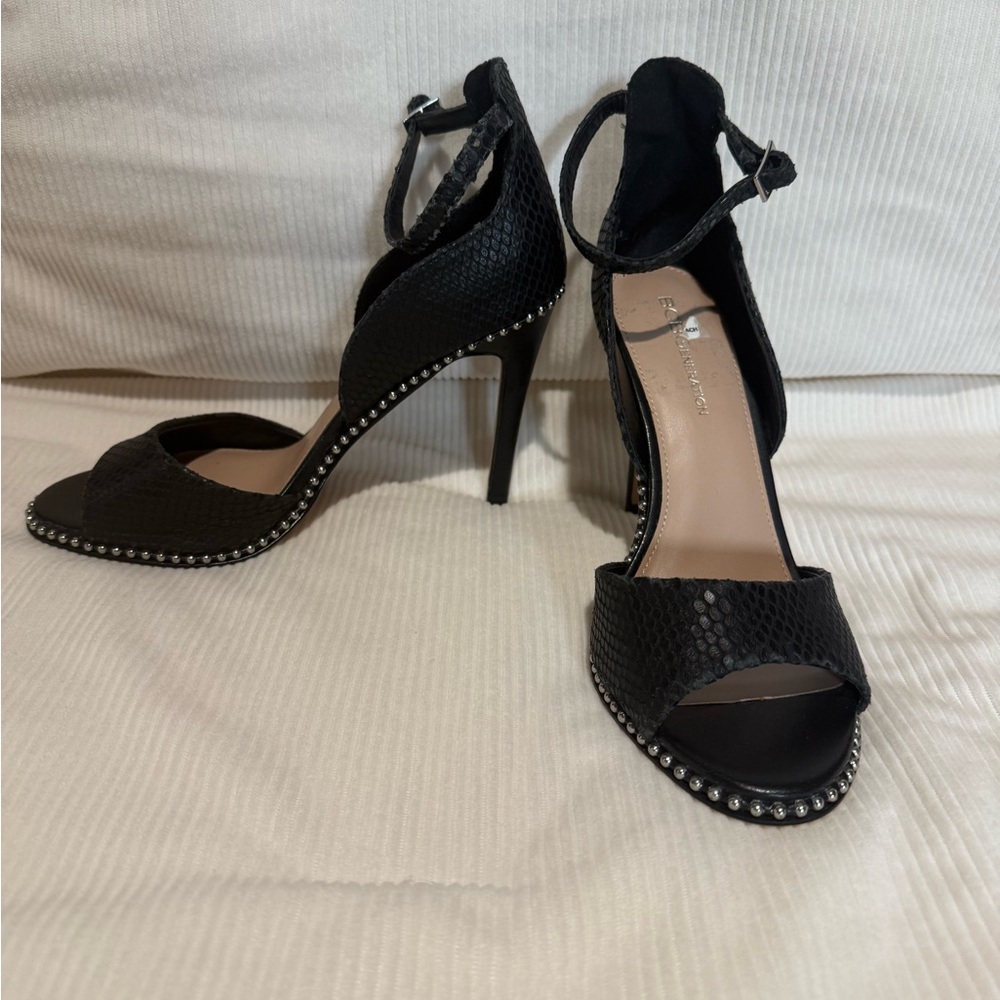 BCBGeneration Jessika Black Stud-Trim Ankle-Strap High Heel Sandal - Picture 3 of 9